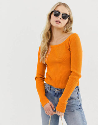 Asos Design Cropped Bardot Sweater