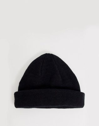 Asos Design Mini Fisherman Beanie In Black