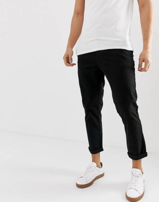 Asos Design Slim Cropped Chinos In Black