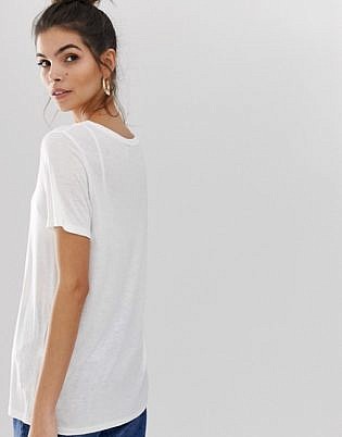 Asos Design V Neck T Shirt With Short Sleeves In White