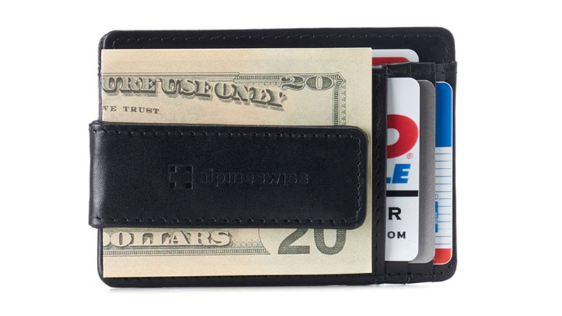 Alpineswiss Slim Leather Money Clip