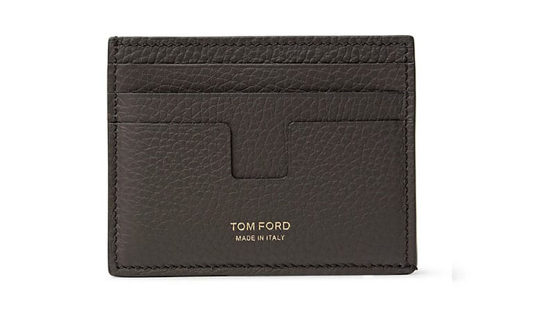 Tom Ford Greenish Brown Grained Leather Bifold Wallet Card Holder Made in Italy