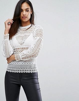 LIPSY LACE TOP WITH BLOUSON SLEEVE