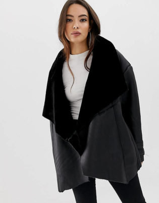 Missguided Waterfall Shearling Jacket