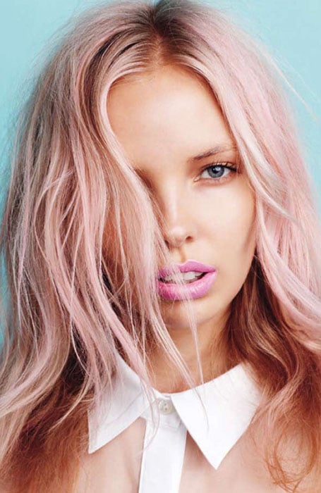Pastel Pink Hair with Rose Gold Lowlights