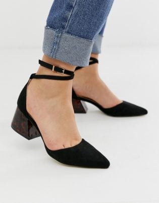 Raid Ramira Black Heeled Shoes With Tortoishell Heel