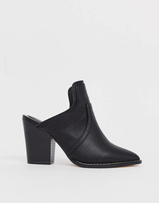 River Island Western Mules In Black