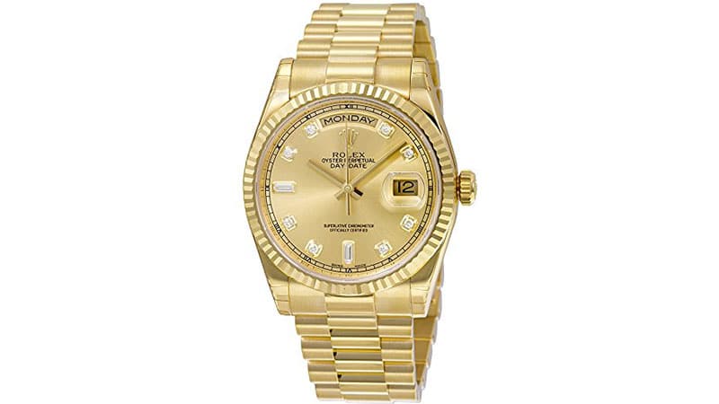 Rolex Day-Date Automatic Champagne Dial 18K Yellow Gold Watch