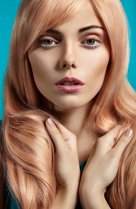 Rose Gold Hair with Platinum Blonde Highlights
