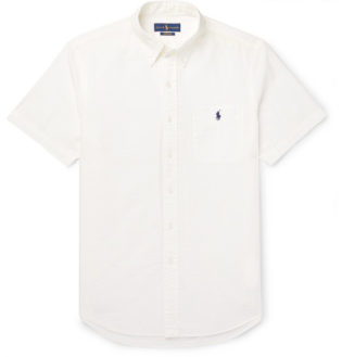 Slim Fit Button Down Collar Cotton Seersucker Shirt