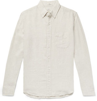 Slim Fit Button Down Collar Linen Shirt