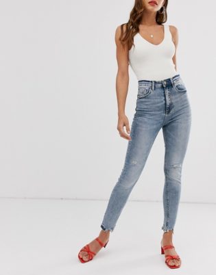 Stradivarius Super High Waist Jeans In Acid Wash