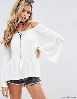 Boohoo Bardot Frill Top