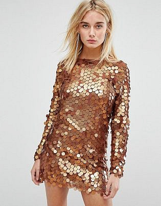 Motel Mini Dress In Shimmer Disc Sequin