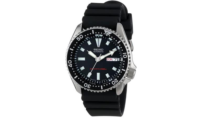 Seiko Men's SKX173 Stainless Steel and Black Polyurethane Automatic Dive Watch
