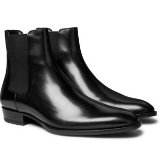 shiny black chelsea boots mens