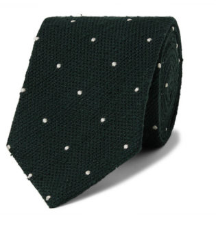 8cm Embroidered Polka Dot Slub Silk Tie