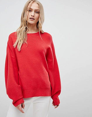 Asos Design Sweater In Oversize With Banana Sleeve