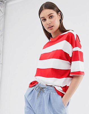 Asos Design Super Oversized T Shirt In Chunky Stripe