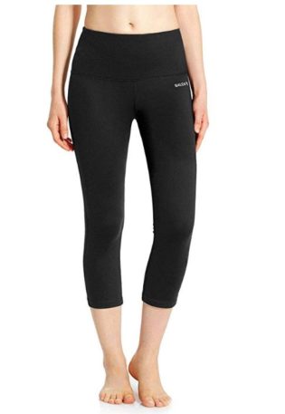 Baleaf Women's High Waist Yoga Capri Leggings Tummy Control Non See Through Fabric
