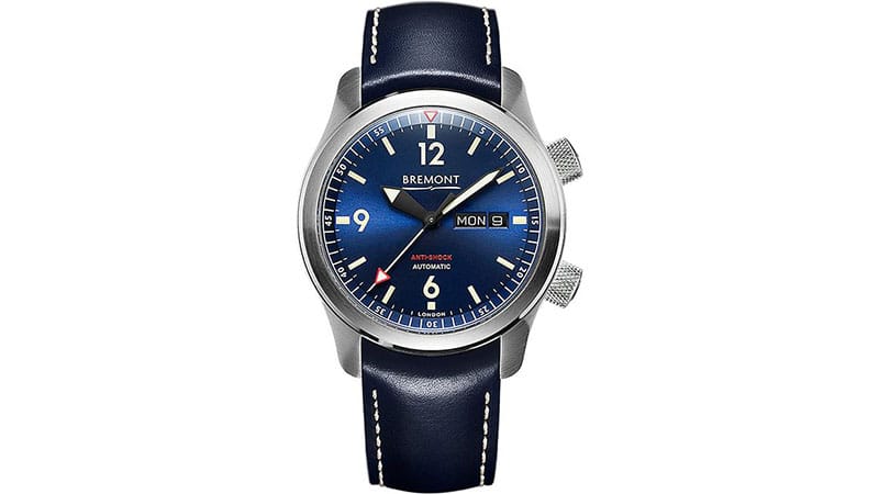 Bremont U2BL Automatic 45mm Stainless Steel And Leather Watch