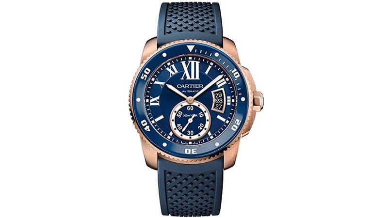 Cartier Calibre Diver Blue Rubber Band Automatic Men's Watch WGCA0010