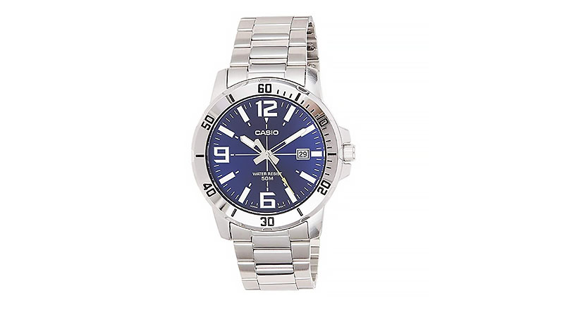 Casio Mtp Vd01d 2bv Men's Enticer Stainless Steel Blue Dial Casual Analog Sporty Watchh