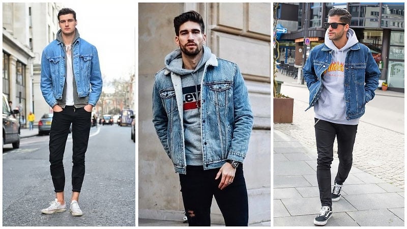 hoodies under denim jacket