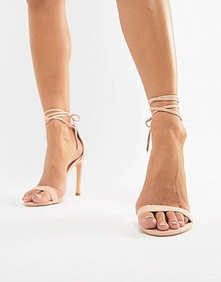 Glamorous Pink Ankle Tie Heeled Sandals