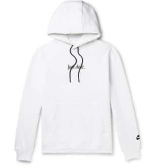 Logo Embroidered Fleece Back Cotton Blend Jersey Hoodie