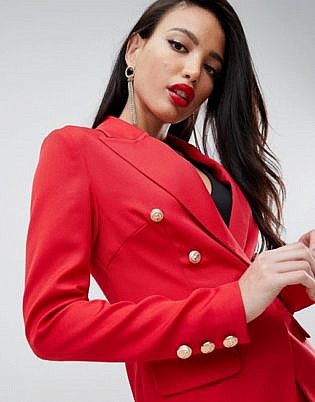 Missguided Tall Exclusive Tall Military Blazer In Red