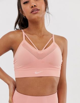 Nike Yoga Seamless Bra In Pink