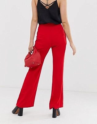 River Island Flare Pants In Red
