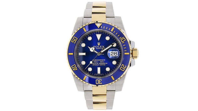 Rolex Submariner Stainless Steel Yellow Gold Watch Blue Ceramic 116613