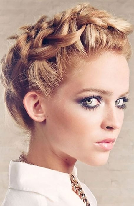Short Curly Hair with Crown Braid