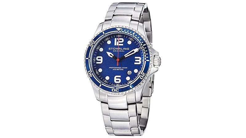 Stuhrling Original Watches Mens “Specialty Grand Regatta” Stainless Steel Professional Swiss Quartz Dive Watch