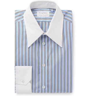 + Turnbull & Asser Rocketman Blue Slim Fit Striped Cotton Shirt