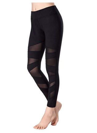 Newlashua Women's Mesh Workout Leggings Active Gym Tights Sports Yoga Pants