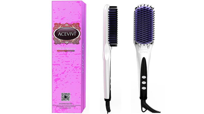 ACEVIVI 2 in 1 Ionic Hair Straightening Brush