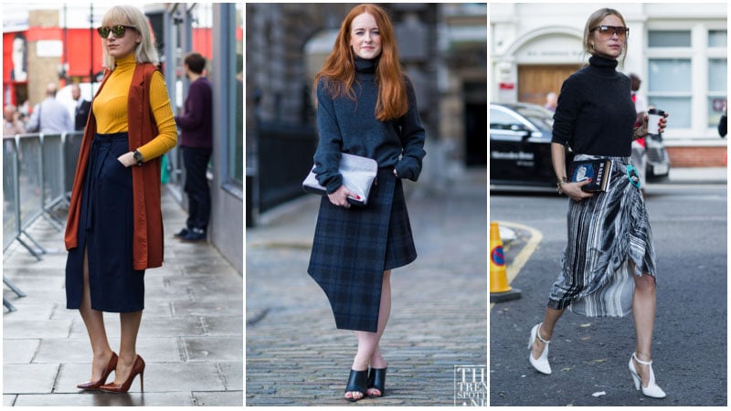 Turtleneck and Midi Skirt