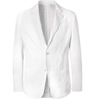 White Unstructured Linen Blazer