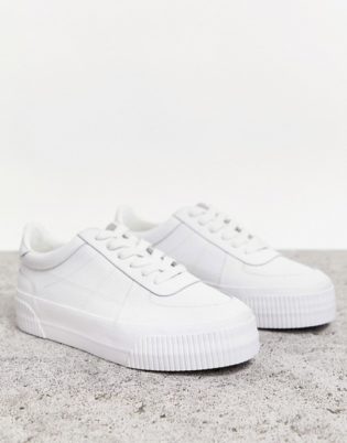 Asos Design Depart Leather Chunky Sneakers In White