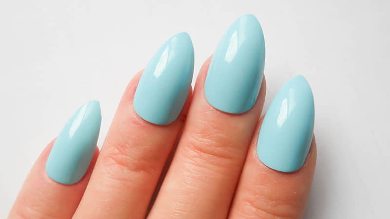 Baby Blue Almond Shaped Nails
