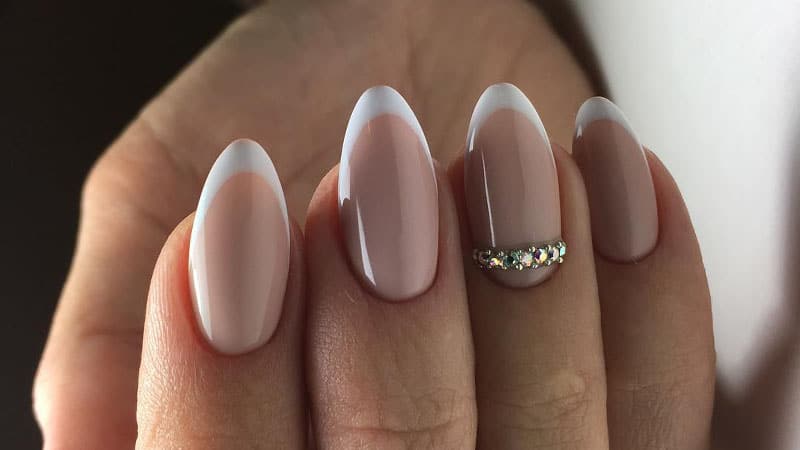 Maroon and Beige Almond Shaped French Manicure - wide 11