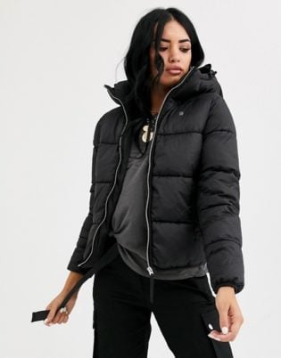 ladies short black padded jacket