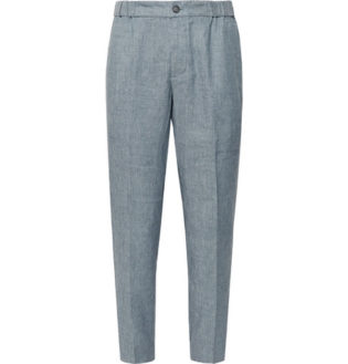 Lex Slim Fit Tapered Mélange Linen Blend Trousers