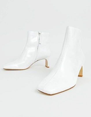 Mango Leather Ankle Boot In Bianco