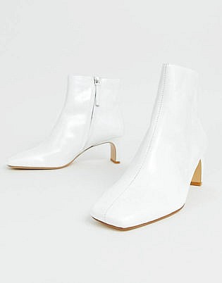 Mango Leather Ankle Boot In White