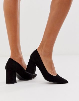 New Look Faux Suede Heeled Shoes In Black