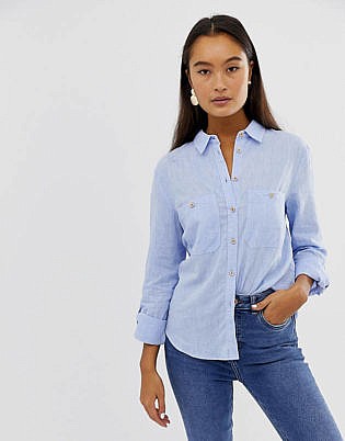 Chemise en lin New Look en bleu moyen Blue